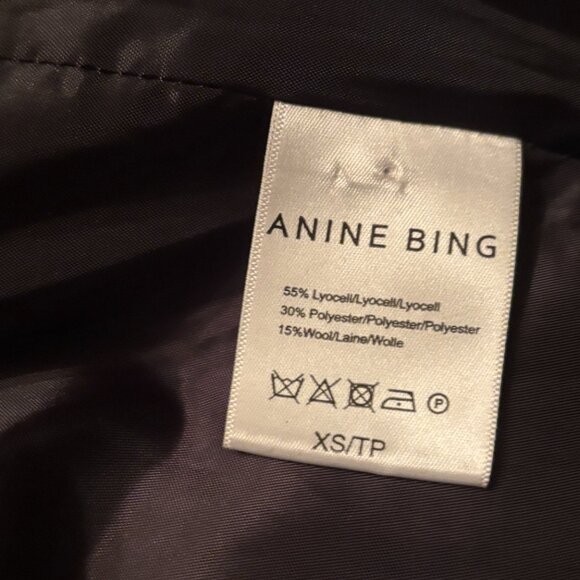 Anine Bing Diana Blazer – Italian Wool Blend in Gray & Black Fishbone- Size XS - Picture 8 of 8